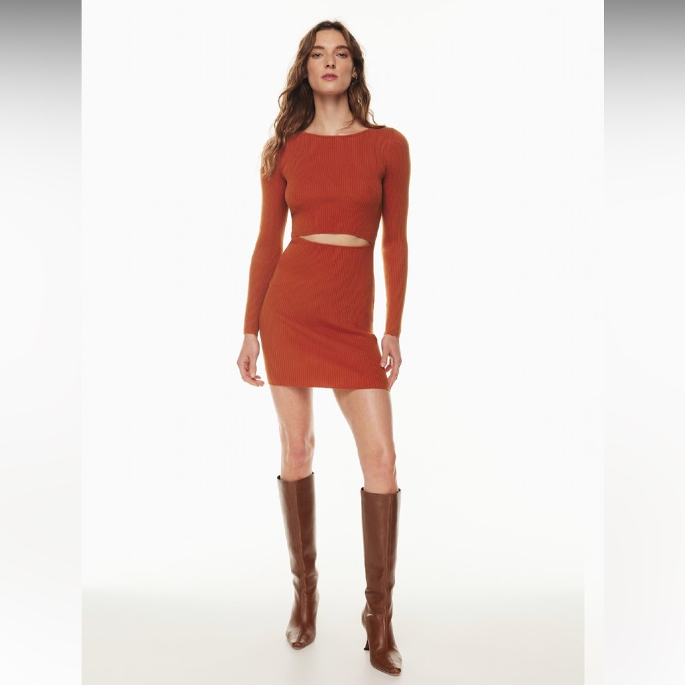 Aritzia Wilfred Free Cutout Knit Longsleeve Mini Dress size S - Picture 1 of 7